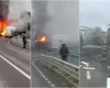 Un camion şi o cisternă s-au ciocnit, în Bihor. Ambele autovehicule a luat foc VIDEO