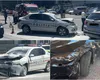 Maşină de poliție în care se aflau deținuți, lovită de un BMW condus de o șoferință de 19 ani. Loganul poliţiei a luat foc