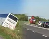 A fost activat Planul ROȘU de intervenție pe Autostrada A2. Un autocar plin cu pasageri s-a răsturnat – patru răniți și un posibil decedat