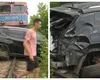 Mașină spulberată de tren în Buzău. Autoturismul a fost împins mai mult de 100 de metri pe șine