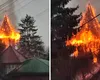 VIDEO Biserică din Bacău, cuprinsă de flăcări chiar de Sfântul Andrei! Pompierii luptă să salveze lăcașul de cult