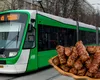 Când pofta de mici dictează, traficul nu mai contează. Un șofer a parcat direct pe șine, blocând astfel probele tehnice de pe linia de tramvai 5