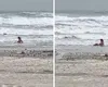 Imagini uluitoare din Mamaia: O femeie a făcut baie în mare deși afară erau 8 grade