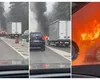 O mașină a luat foc în mers, pe DN1. Traficul spre București a fost blocat