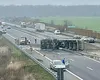 Trafic blocat pe autostrada A3 din cauza unui TIR răsturnat