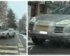 EXCLUSIV Foto SCANDALOS! Cocalar de Mehedinți cu Porsche Cayenne cu carton la radiator și urcat pe trotuar la trecerea de pietoni! În Londra se face pușcărie pentru așa ceva. În București, nici amendă n-a primit!