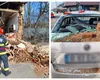 Patru persoane au fost la un pas de tragedie în Giurgiu. Peretele unei case abandonate s-a prăbușit peste o mașină oprită la semafor