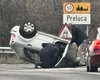 Șofer de 75 de ani, la spital după ce s-a răsturnat cu mașina
