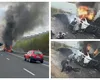 Val de accidente în România. O maşină electrică a luat foc după un derapaj. Imagini dramatice cu salavarea pasagerilor VIDEO