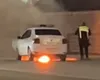 Un Logan de poliţie a luat foc în trafic, în Iaşi VIDEO