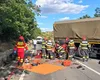Val de accidente grave. Mașină prinsă între două TIR-uri, pe A0. Șoferul nu a avut nicio șansă / Carambol în Mureș, trei morţi şi patru răniţi