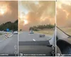 Incendiu puternic în Gorj, fumul dens se vede de la mare distanță. Traficul e blocat