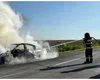 Mașină cuprinsă de flăcări pe DN 1A, în localitatea Săcele din Brașov. O persoană a fost găsită carbonizată
