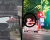 Scene incredibile pe șoselele din România: Doi copii transportați în portbagajul deschis și un bărbat urcat pe plafonul unui taxi. VIDEO