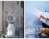 Soluţie inedită împotriva caniculei! Tun de zăpadă în centrul Braşovului pentru răcorirea turiştilor şi a localnicilor VIDEO