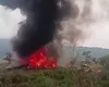 Avion prăbuşit, creşte bilanţul morţilor, iar decesul a doi generali a fost confirmat. Imagini cu epava în flăcări VIDEO