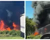 Un avion F16 s-a prăbușit și a luat foc, după ce a lovit o pasăre. Imagini șocante