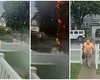 Bărbat lovit de fulger chiar în fața casei. Imaginile teribile surprinse de camerele de supraveghere. VIDEO