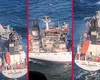 Primele imagini cu nava care a luat foc în Marea Neagră, în apropiere de Sulina, după ce în zonă au fost semnalate drone. M.A.I. a trimis elicoptere Black Hawk să-i salveze pe marinari