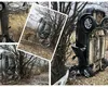 Mașină înfiptă în pământ după un accident în Suceava