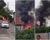 Incendiu masiv la o hală de depozitare din Mogoşoaia. O suprafaţă de 200 mp, afectată de flăcări