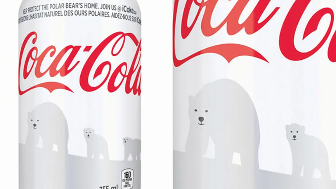 Ursul polar, susţinut de Coca-Cola. Cutiile roşii devin albe