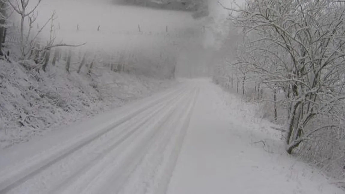 Traficul rutier, întrerupt pe opt drumuri naţionale din cauza viscolului şi a zăpezii VIDEO