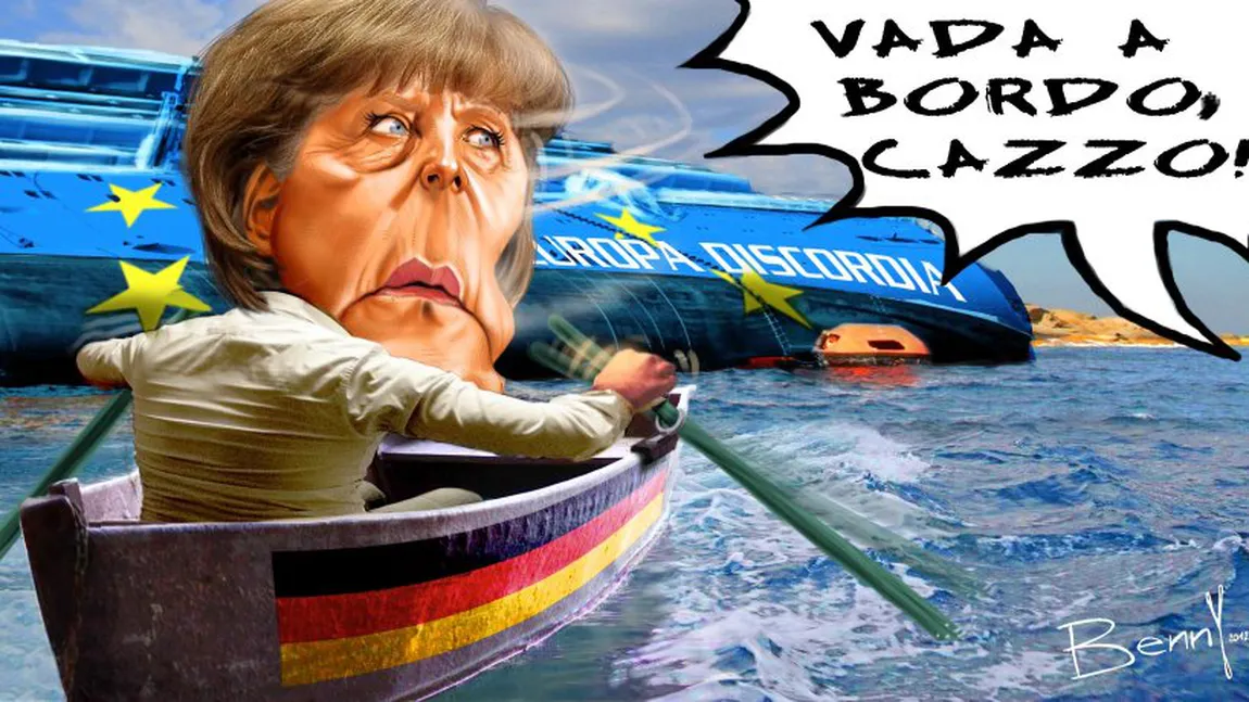 Presa italiană o aseamănă pe Merkel cu căpitanul navei Costa Concordia