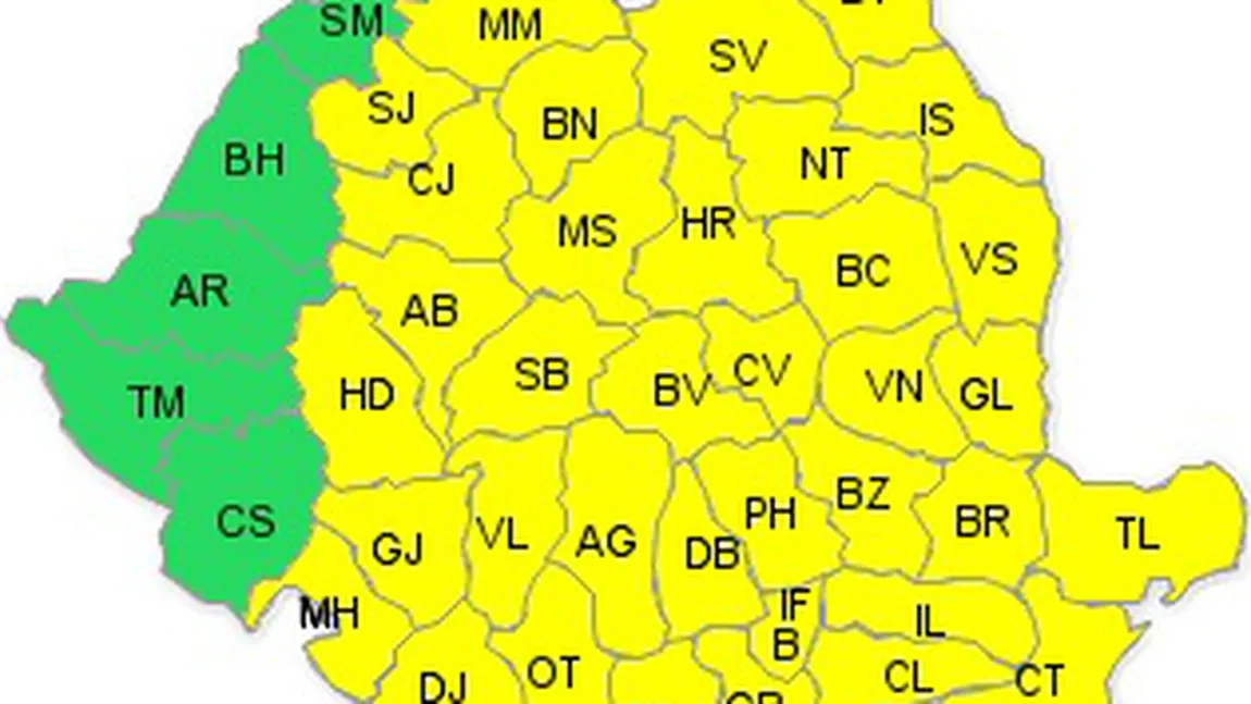 COD GALBEN de GER în aproape toată ţara, pentru o săptămână