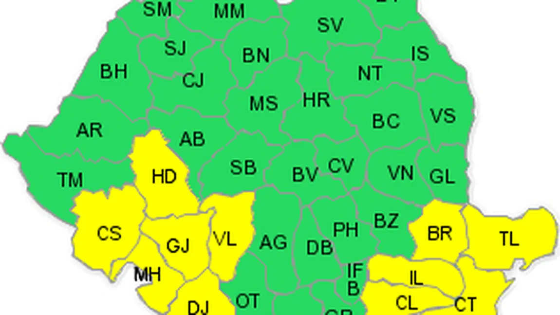 O nouă atenţionare de COD GALBEN de ploi, valabilă până sâmbătă