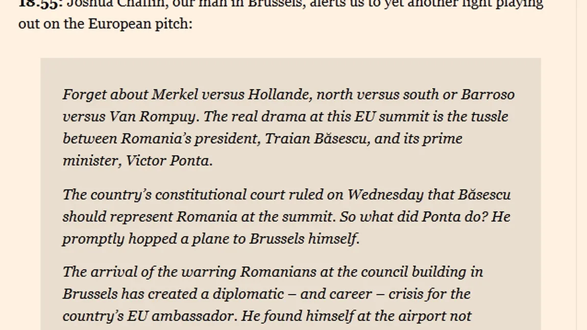 Financial Times: Disputa Băsescu-Ponta, 