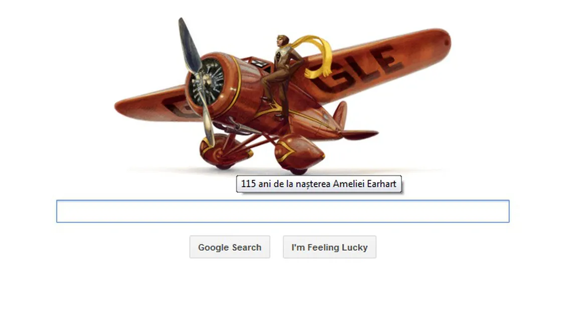 Logo special Google dedicat aviatoarei Amelia Earhart