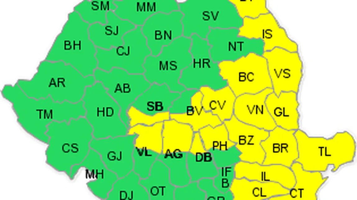 COD GALBEN de vânt în centrul şi estul ţării