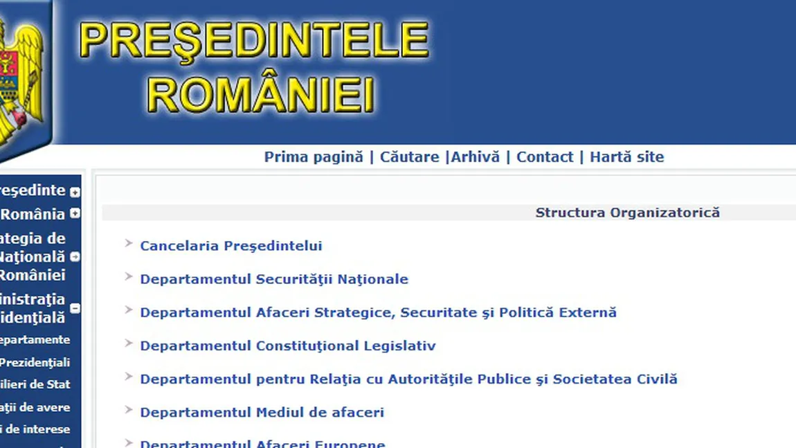 Administraţia Prezidenţială îşi schimbă site-ul