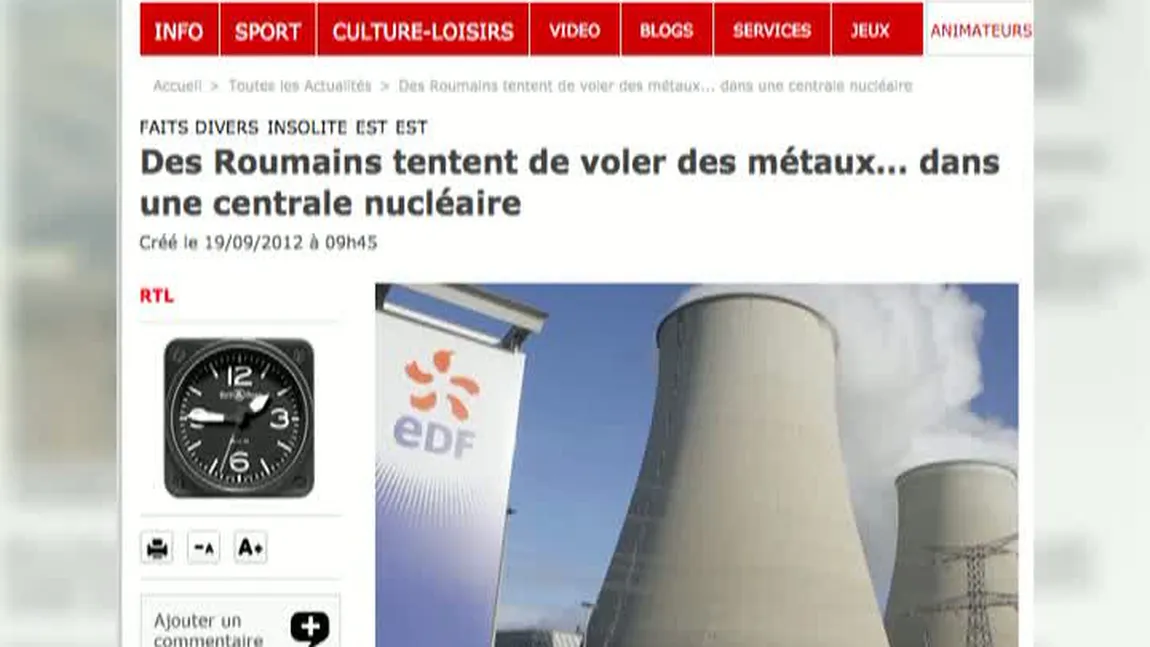 Patru români, arestaţi după ce au încercat să fure dintr-o centrală nucleară din Franţa