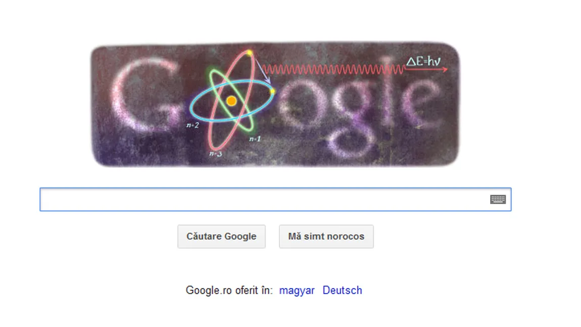 LOGO special GOOGLE, cu ocazia împlinirii a 127 de ani de la naşterea fizicianului Niels Bohr