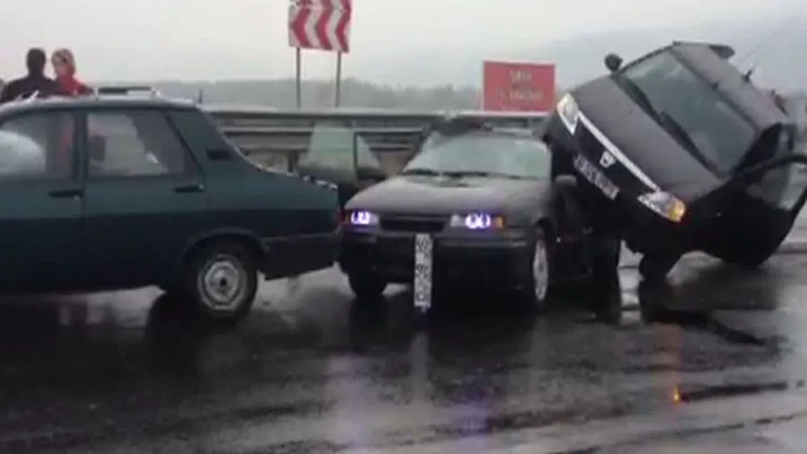 Carambol pe autostrada Bucureşti-Piteşti. Patru persoane sunt rănite VIDEO