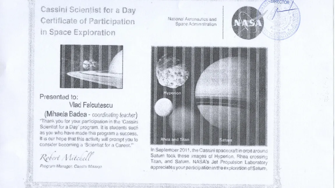 Doi elevi de la o şcoală din Bucureşti au fost premiaţi de NASA