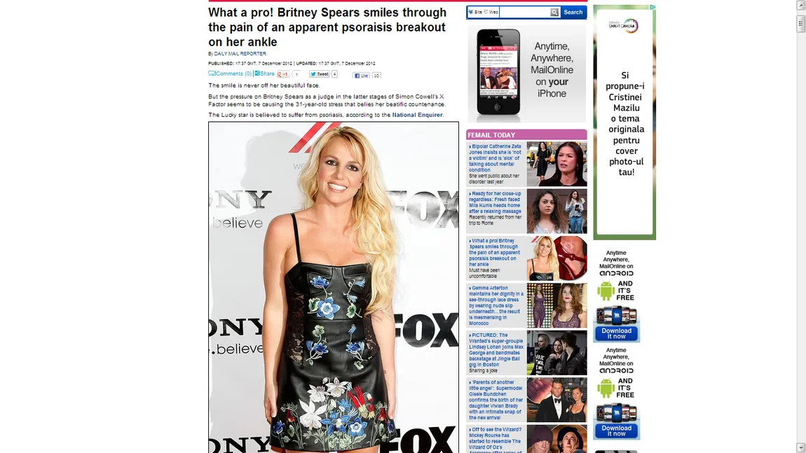 Britney Spears zâmbeşte în faţa durerii. O boală îi face probleme pe covorul roşu FOTO