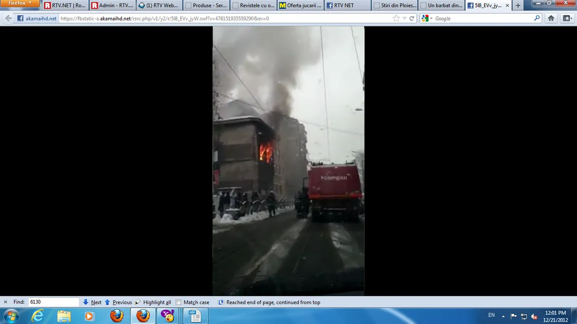 Ştirea ta: INCENDIU PUTERNIC la o clădire pe Calea Moşilor VIDEO