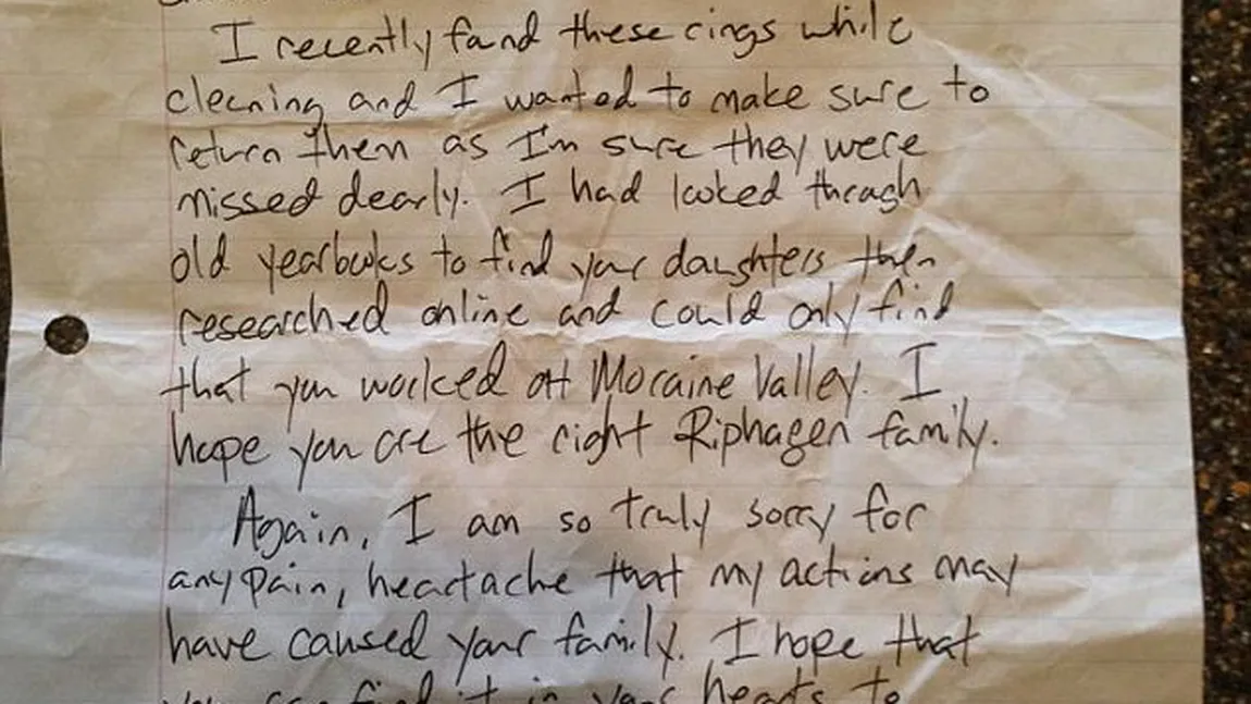 Surprinzător: Au primit verighetele furate în urmă cu 15 ani, alături de o scrisoare înduioşătoare