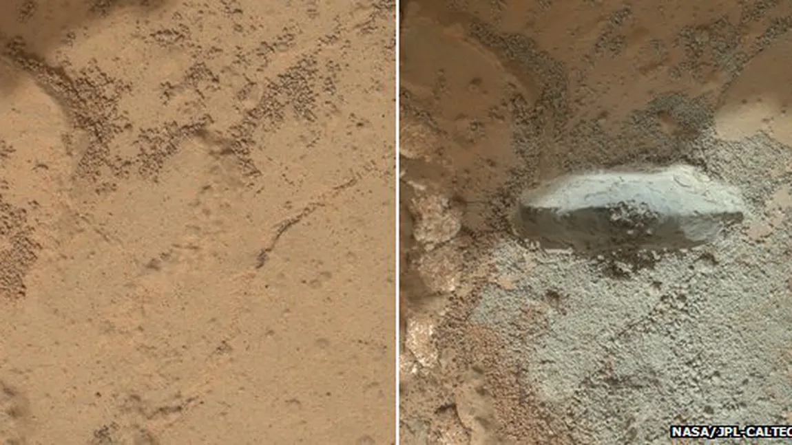 Roverul Curiosity a forat, pentru prima oară, într-o rocă marţiană FOTO