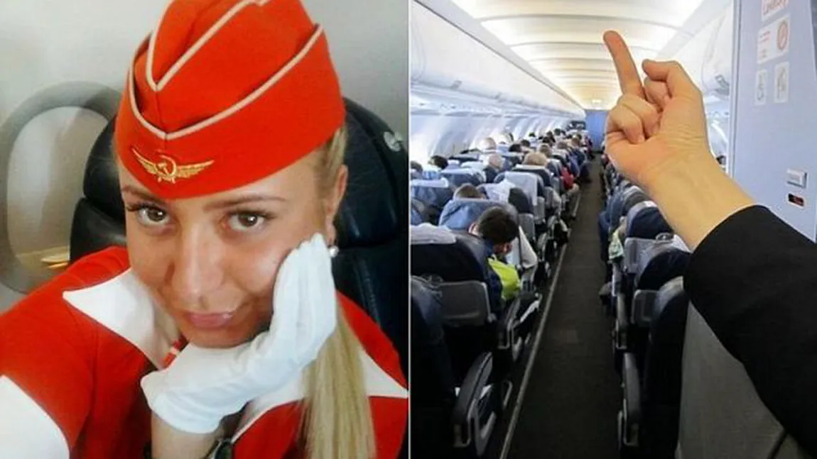 Obscenitate în avion: O stewardesă i-a arătat degetul mijlociu unui pasager. Gestul a costat-o