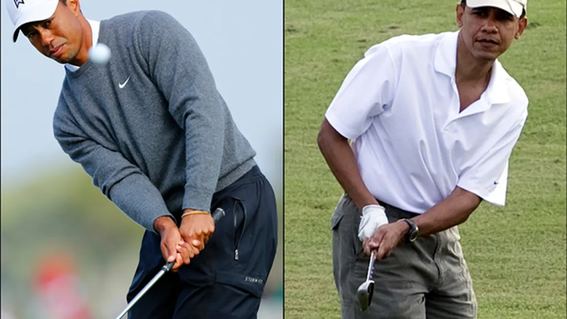 Week-end separat în familia Obama: Barack la golf cu Tiger Woods, Michelle la schi în Colorado