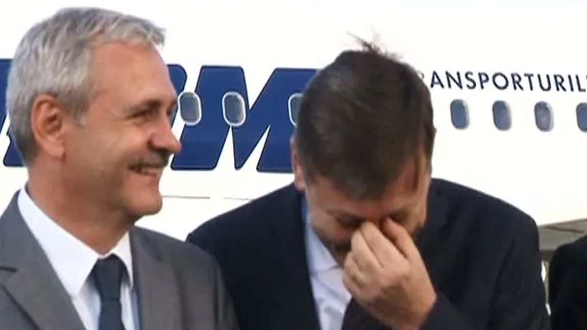 Politicienii se amuză. Stand-up comedy cu Crin Antonescu şi Liviu Dragnea, pe aeroportul din Cluj