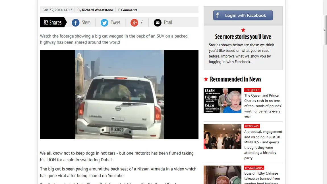 Leu cu şofer: Un arab din Dubai şi-a scos felina la o plimbare cu masina, prin oraş VIDEO
