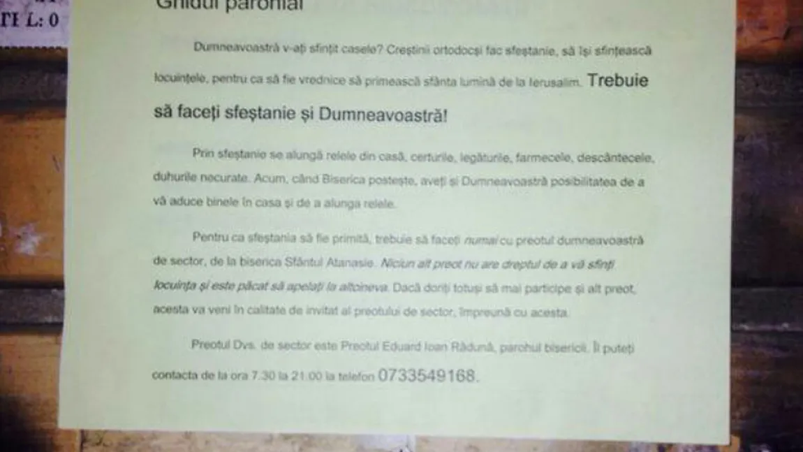 BANUL, OCHIUL DRACULUI. Un preot din Ploieşti le INTERZICE enoriaşilor să facă sfeştanii cu alţi preoţi