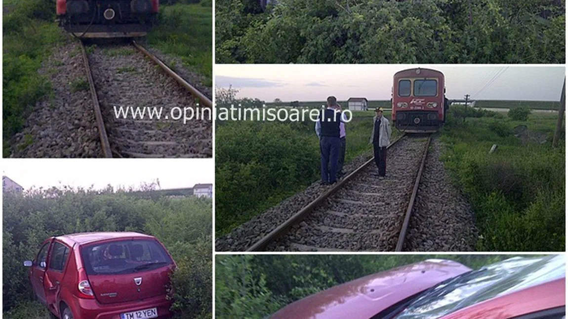 Accident feroviar lângă Timişoara: O maşină a fost spulberată de tren