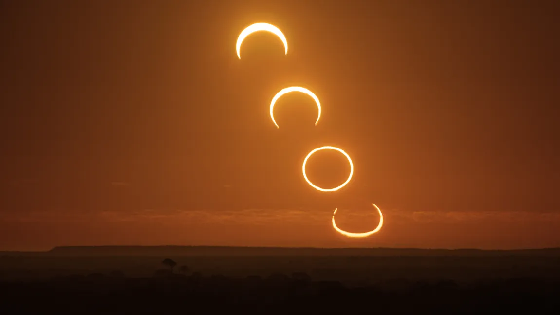 Inelul de foc de pe cer: O eclipsă inelară de Soare a avut loc marţi