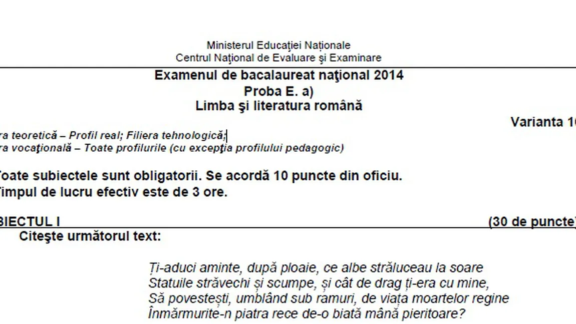 BAC 2014, sesiune specială. Vezi ce SUBIECTE le-au picat OLIMPICILOR la LIMBA ŞI LITERATURA ROMÂNĂ